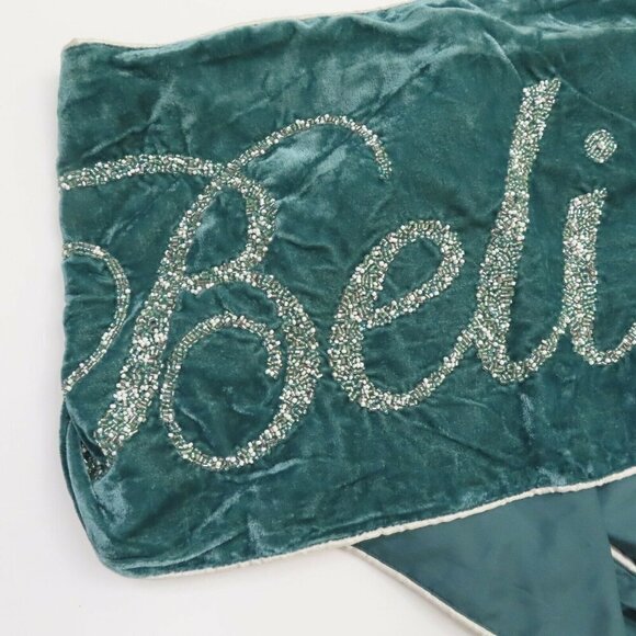 Cynthia Rowley 14.5in x 74in Believe Beaded Velour Velvet Table Runner Holiday - Picture 2 of 10